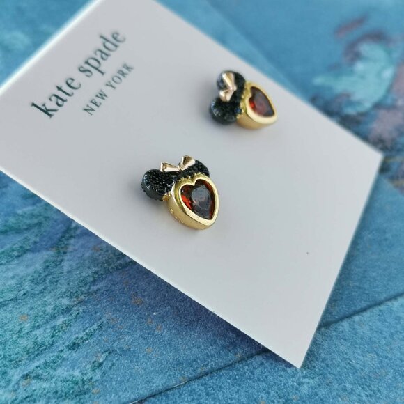 Kate Spade Disney Minnie Mouse Gold Earrings Red - Picture 2 of 3